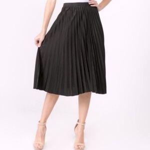 J Crew Accordion Pleat Georgette Chiffon Lined Solid Black Skirt Plus Size 24